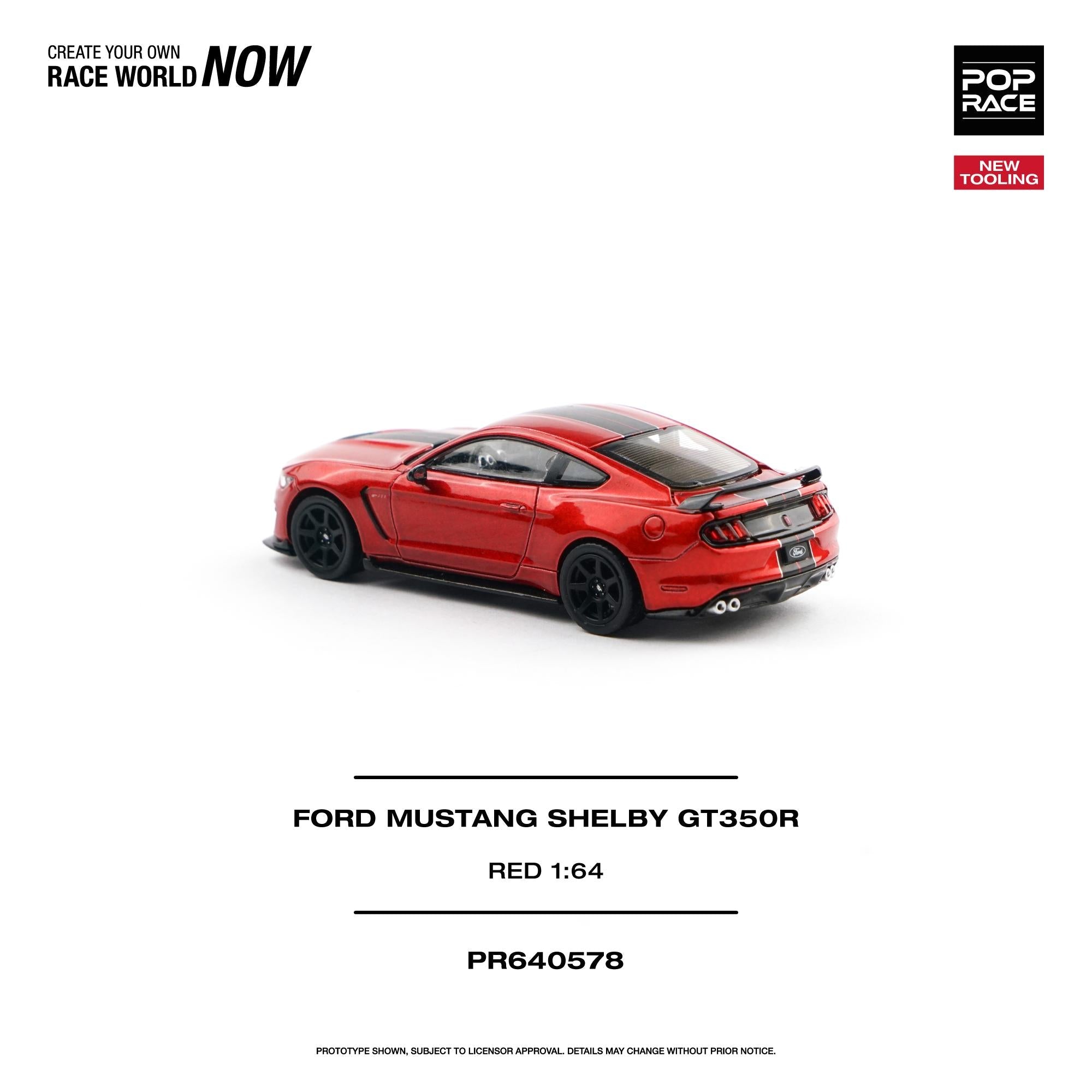 (PREORDER) POPRACE 1/64 FORD MUSTANG SHELBY GT350R RACE RED PR640578 1:64 diecast model