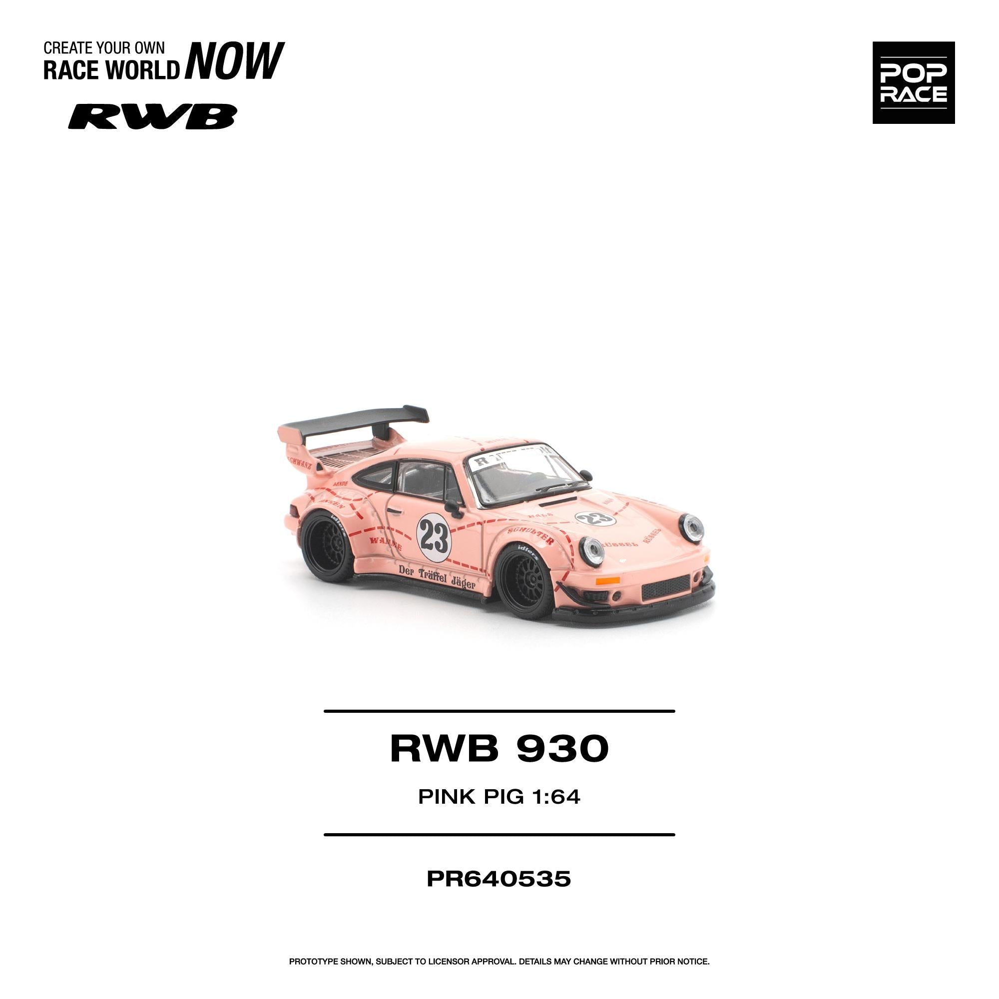 (PREORDER) POPRACE 1/64 RWB 930 "PINK PIG" PR640535 1:64 diecast model