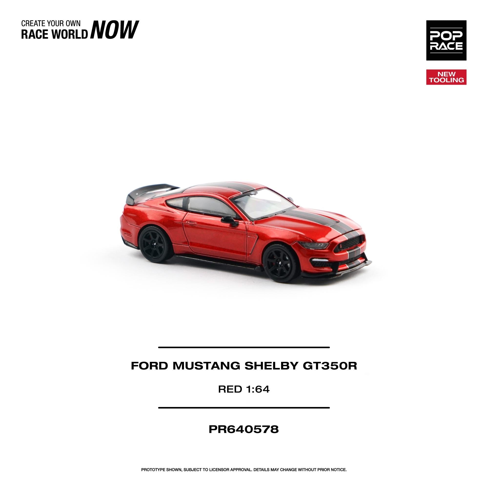(PREORDER) POPRACE 1/64 FORD MUSTANG SHELBY GT350R RACE RED PR640578 1:64 diecast model