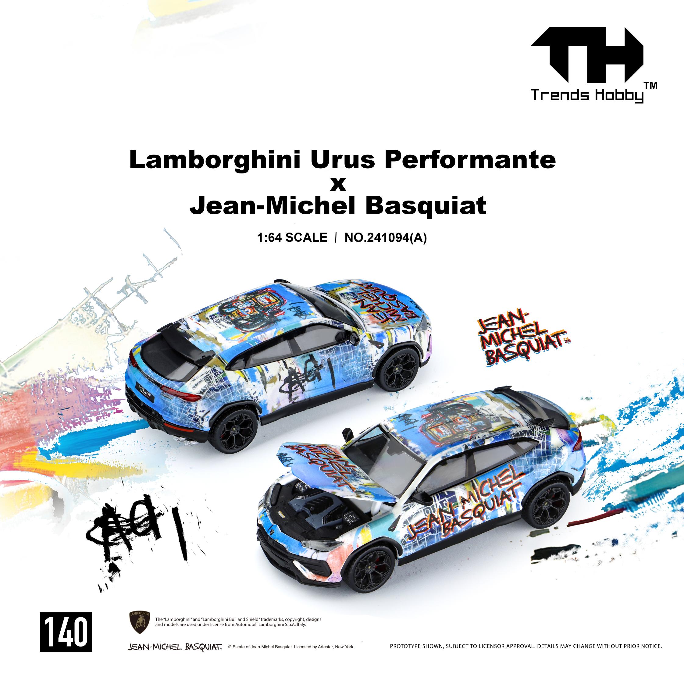 (PREORDER) TRENDS HOBBY 1/64 LAMBORGHINI URUS PERFORMANCE & BASQUIAT WHITE/BLUE 241094(A) 1:64 diecast model