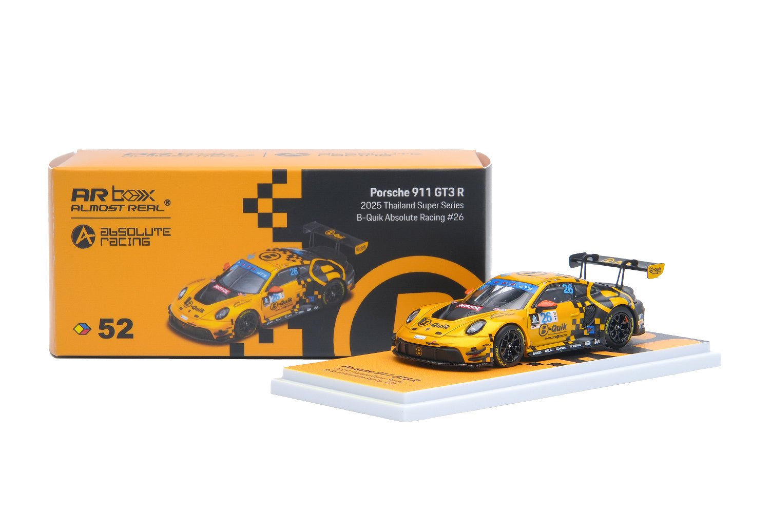 (PREORDER) Almost Real 1/64 Porsche 911 GT3 R 2025 Thailand Super Series B-Quik Absolute Racing 26 640005001 1:64 diecast model