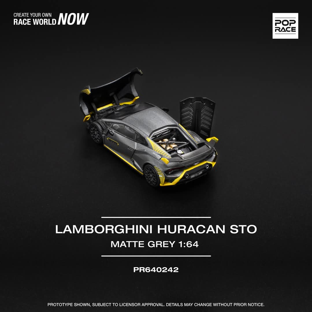 POPRACE 1/64 LAMBORGHINI HURACAN STO MATTE GREY PR640242 1:64 diecast model