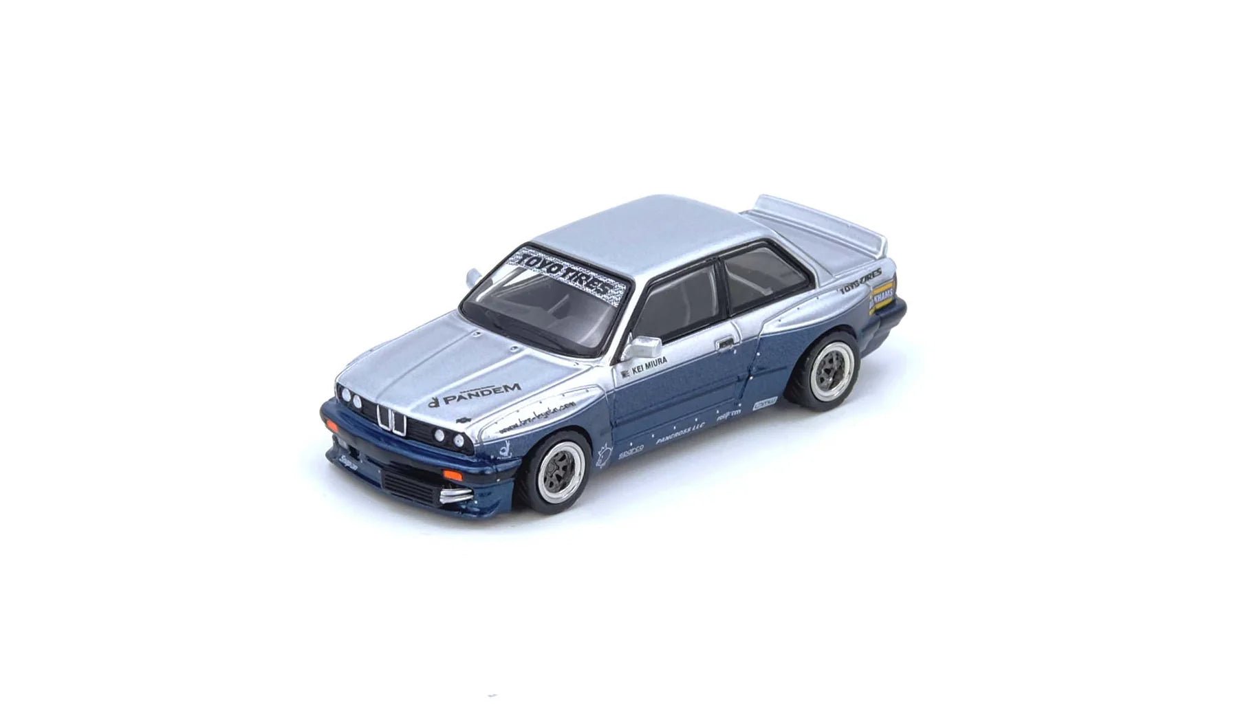 INNO64 1/64 PANDEM E30 M3 SILVER/BLUE IN64-E30P-SILBLU 1:64 diecast model