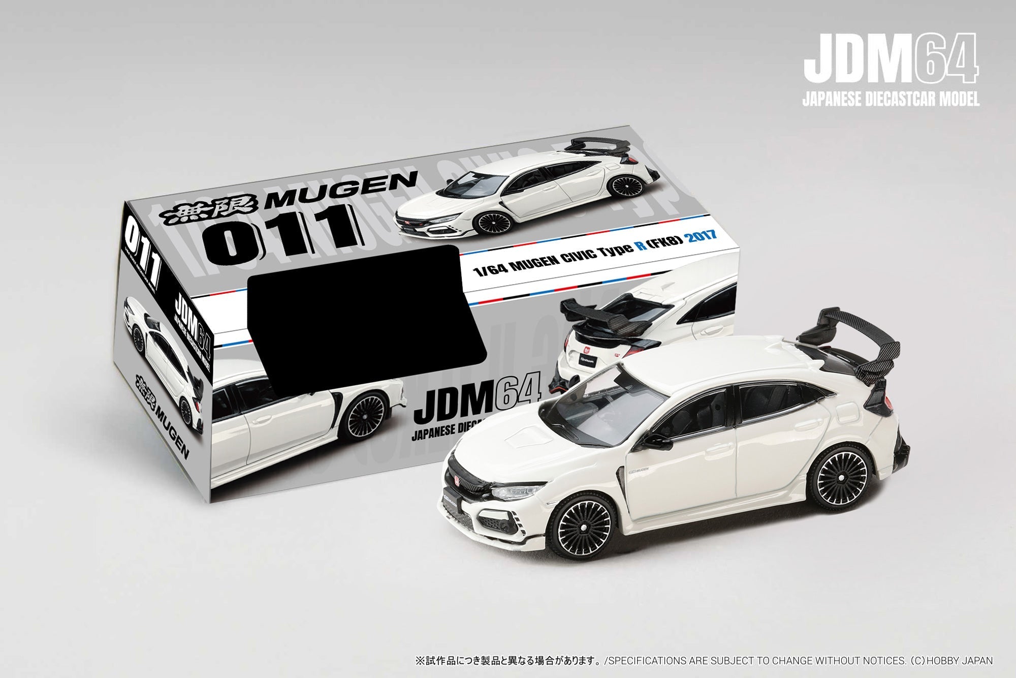(PREORDER) HOBBY JAPAN JDM64 1/64 MUGEN CIVIC TYPE R (FK8) 2017 - Championship White HJDM011-23 1:64 diecast model
