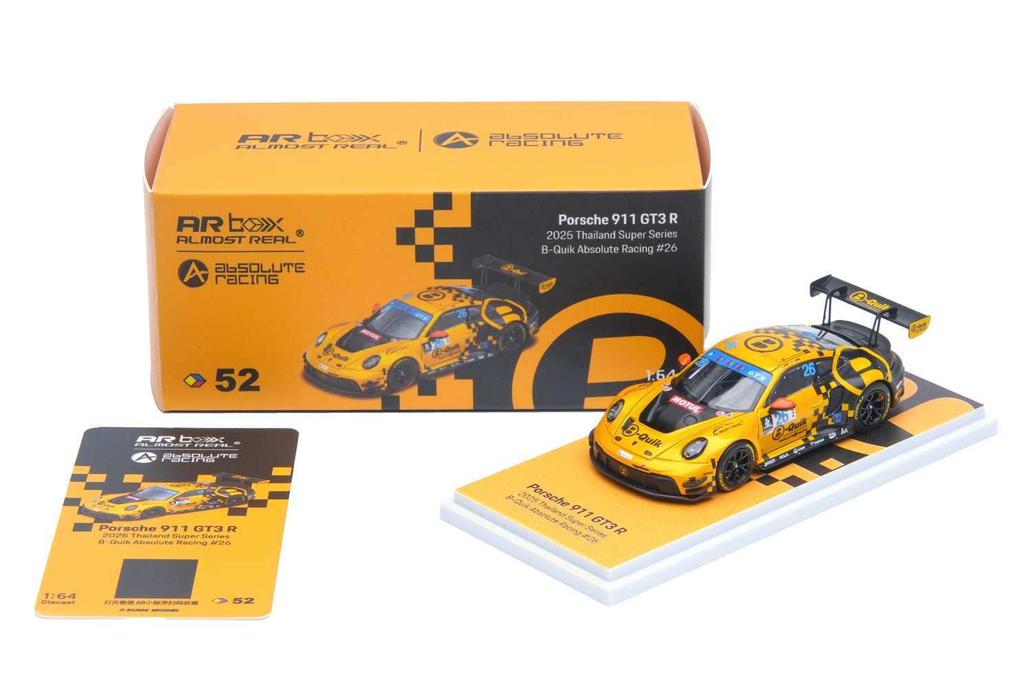 (PREORDER) Almost Real 1/64 Porsche 911 GT3 R 2025 Thailand Super Series B-Quik Absolute Racing 26 640005001 1:64 diecast model