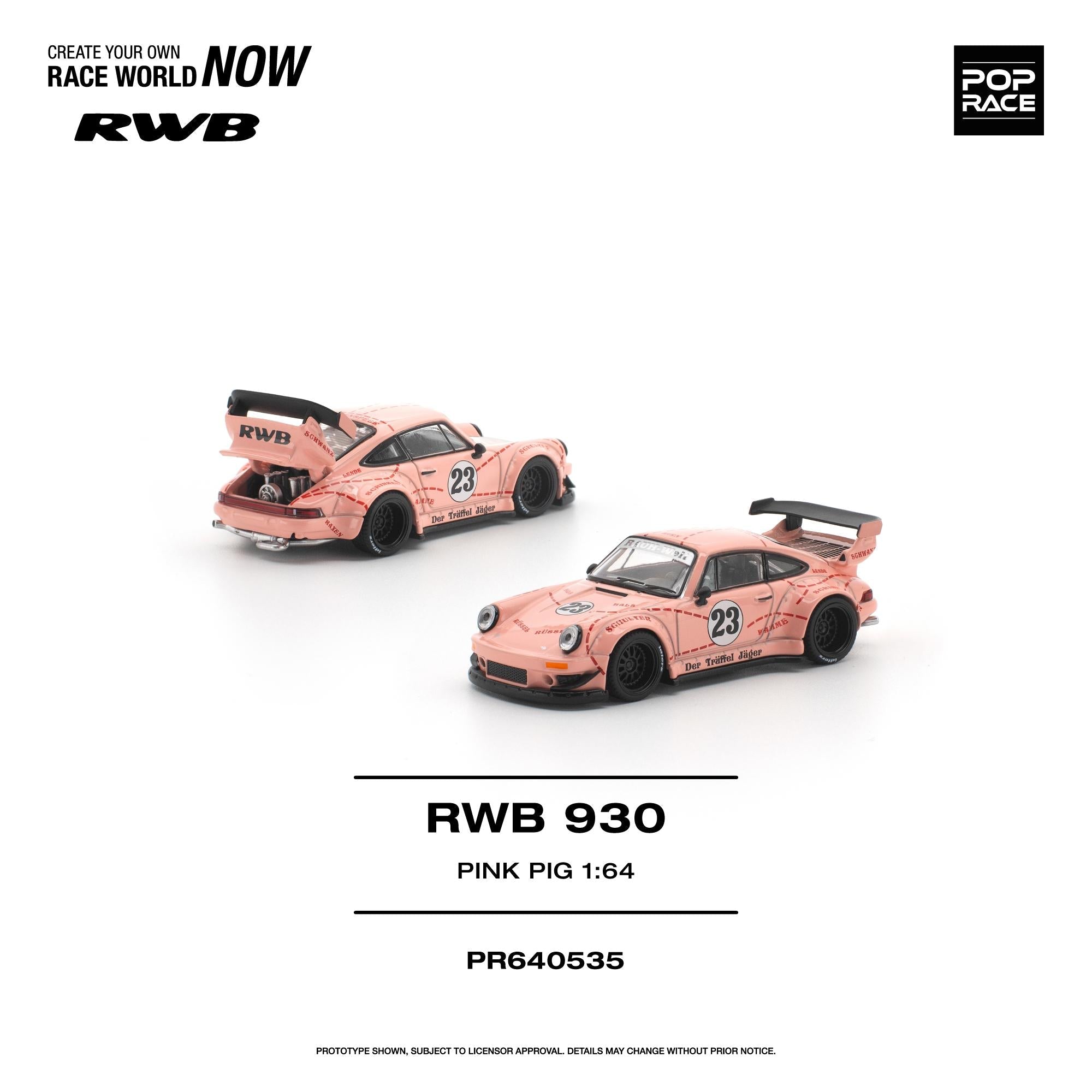 (PREORDER) POPRACE 1/64 RWB 930 "PINK PIG" PR640535 1:64 diecast model