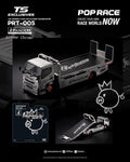 (PREORDER) POPRACE x TS Exclusives 1/64 PANDEM FUSO 300 FLATBED TRANSPORTER SILVER CHROME PRT005 1:64 diecast model