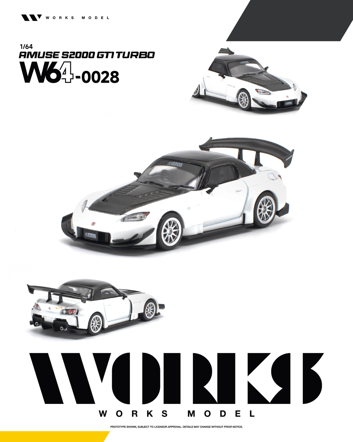 Works Amuse S2000 GT1 Turbo 1/64 scale diecast model in white