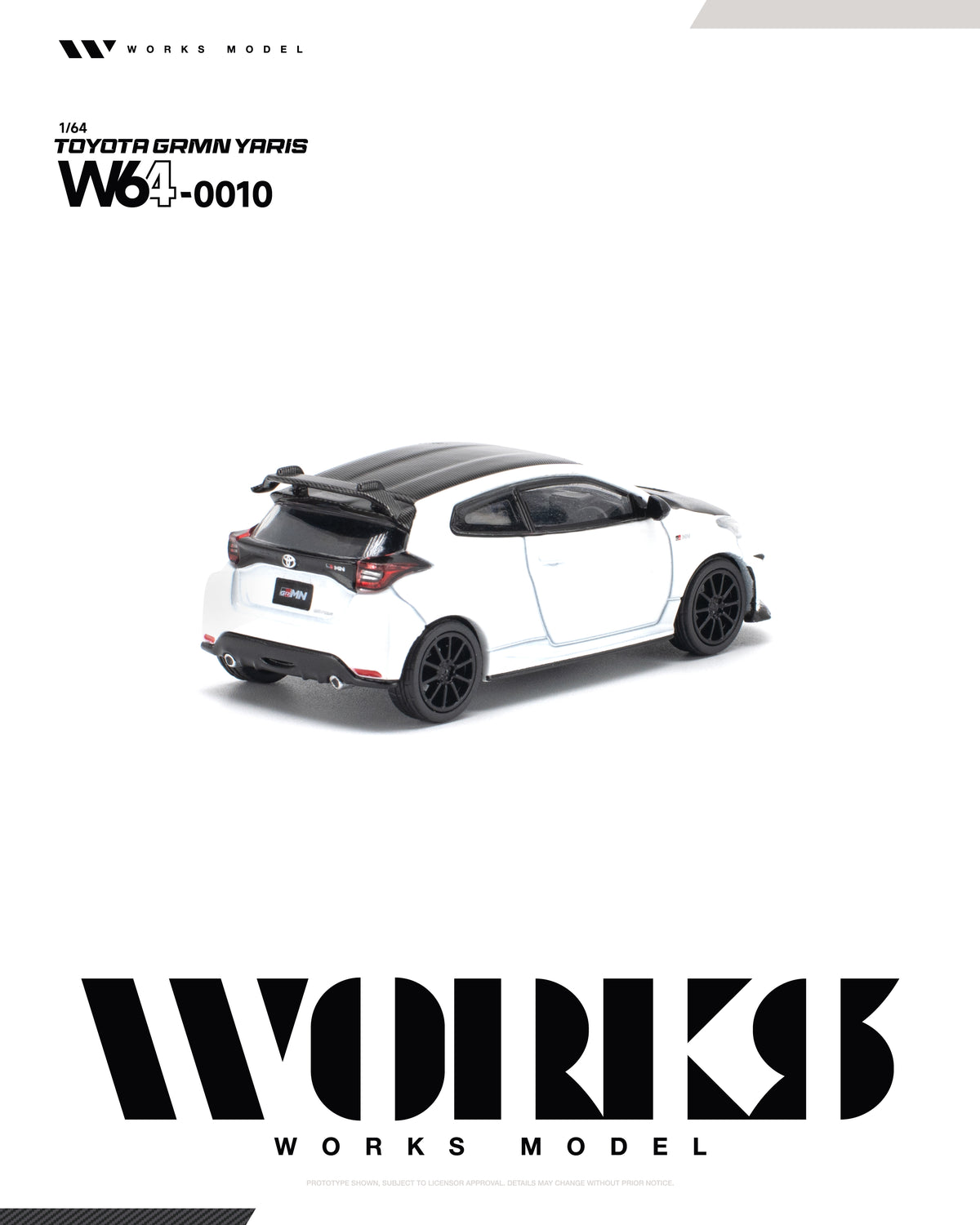 Works Toyota Grmn Yaris white 1/64 scale diecast collector car