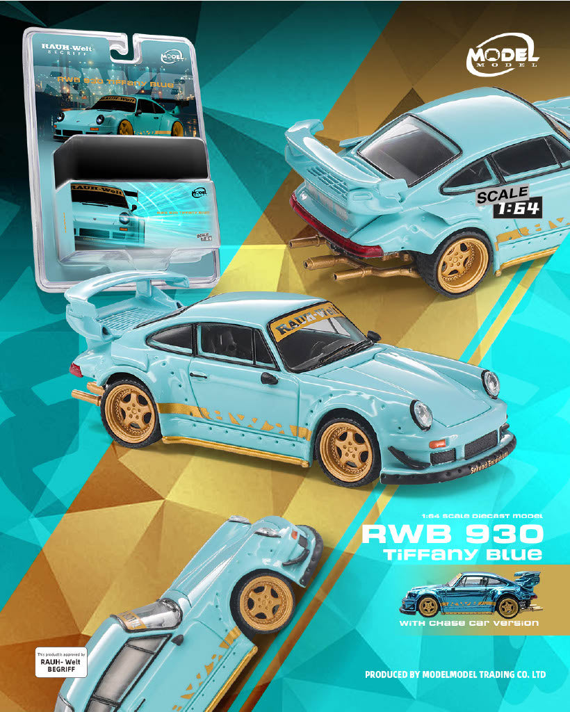 ModelModel 1/64 RWB 930 in Tiffany Blue, three-quarter front view