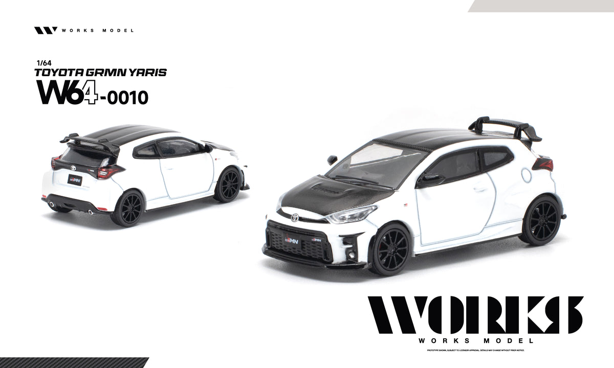Works 1/64 scale Toyota Grmn Yaris in white livery