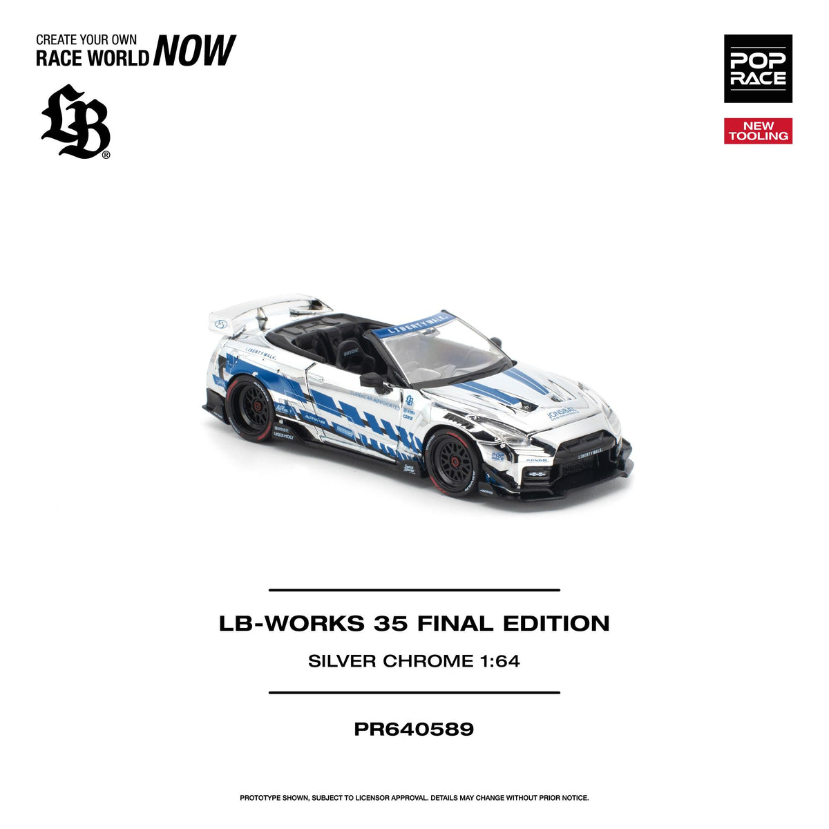 LB-Works widebody 35 GT-R Pop Race 1/64 scale model