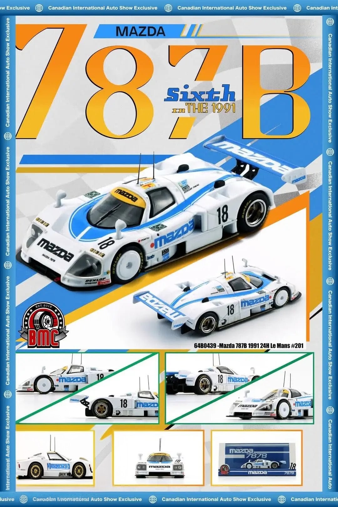 BM Creations 1/64 scale Mazda 787B #18 white Le Mans racing livery