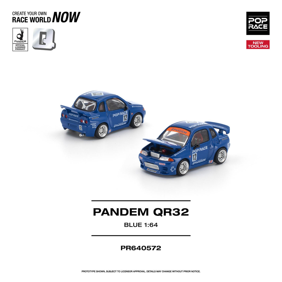 Top-down view of blue Pandem QR32 1/64 scale model