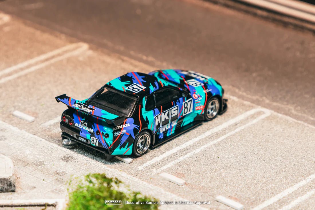 TARMAC WORKS GLOBAL64 1/64 Nissan Skyline (R32) Widebody HKS Model Car + Trading Cards Combo Set T64G - 061 - HKS 1:64 diecast model