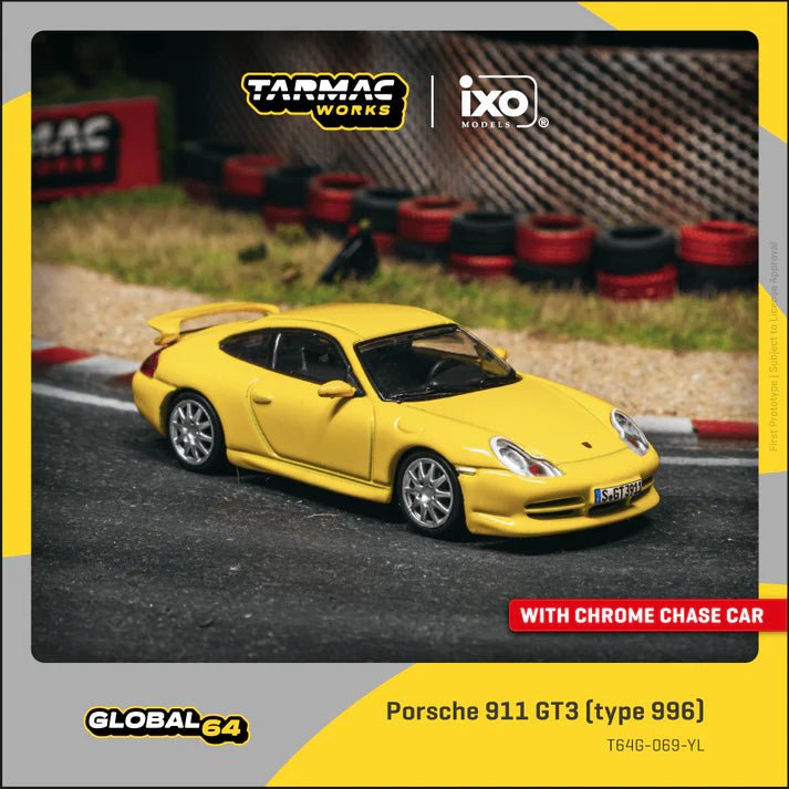 TARMAC WORKS GLOBAL64 1/64 PORSCHE 911 GT3 (996) YELLOW T64G-069-YL 1:64 diecast model