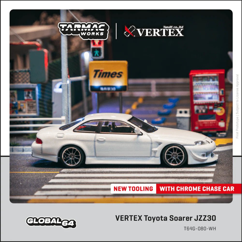 TARMAC WORKS GLOBAL64 1/64 VERTEX Toyota Soarer JZZ30 White T64G - 080 - WH 1:64 diecast model