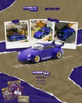 Tarmac Works 1/64 Porsche RWB 993 diecast model in acrylic display case