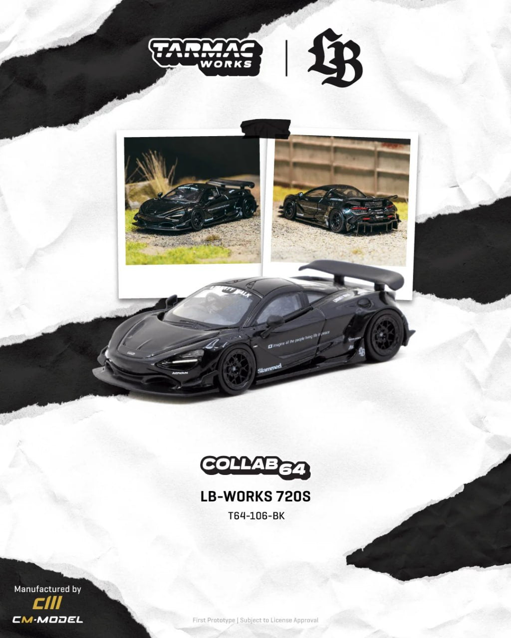 Black Tarmac Works LB-Works McLaren 720S 1:64 diecast model