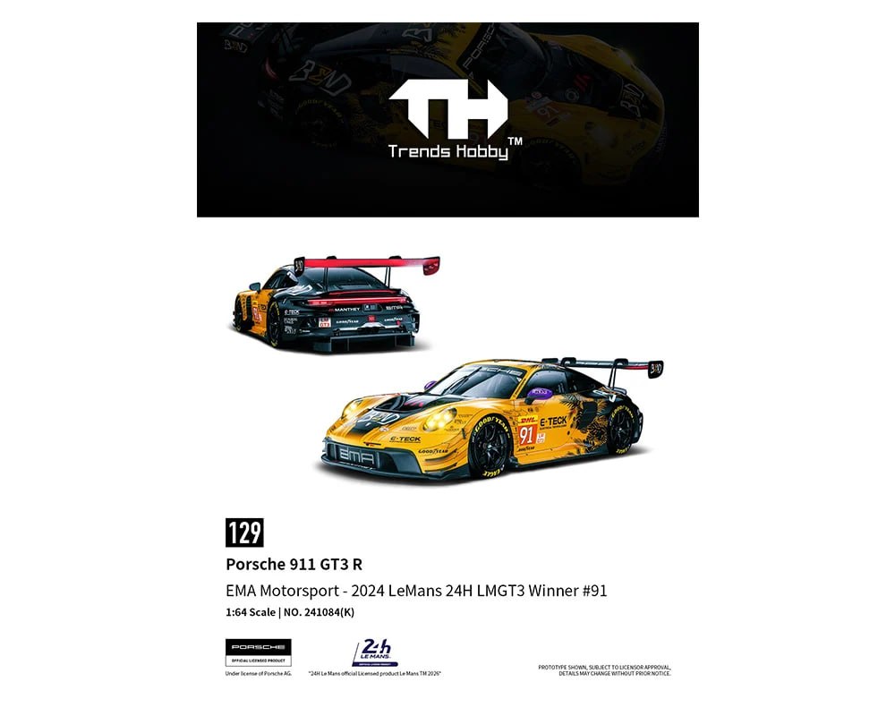 Trends Hobby 1/64 Porsche 911 GT3 R EMA Motorsport Le Mans 24H 2024 winner livery