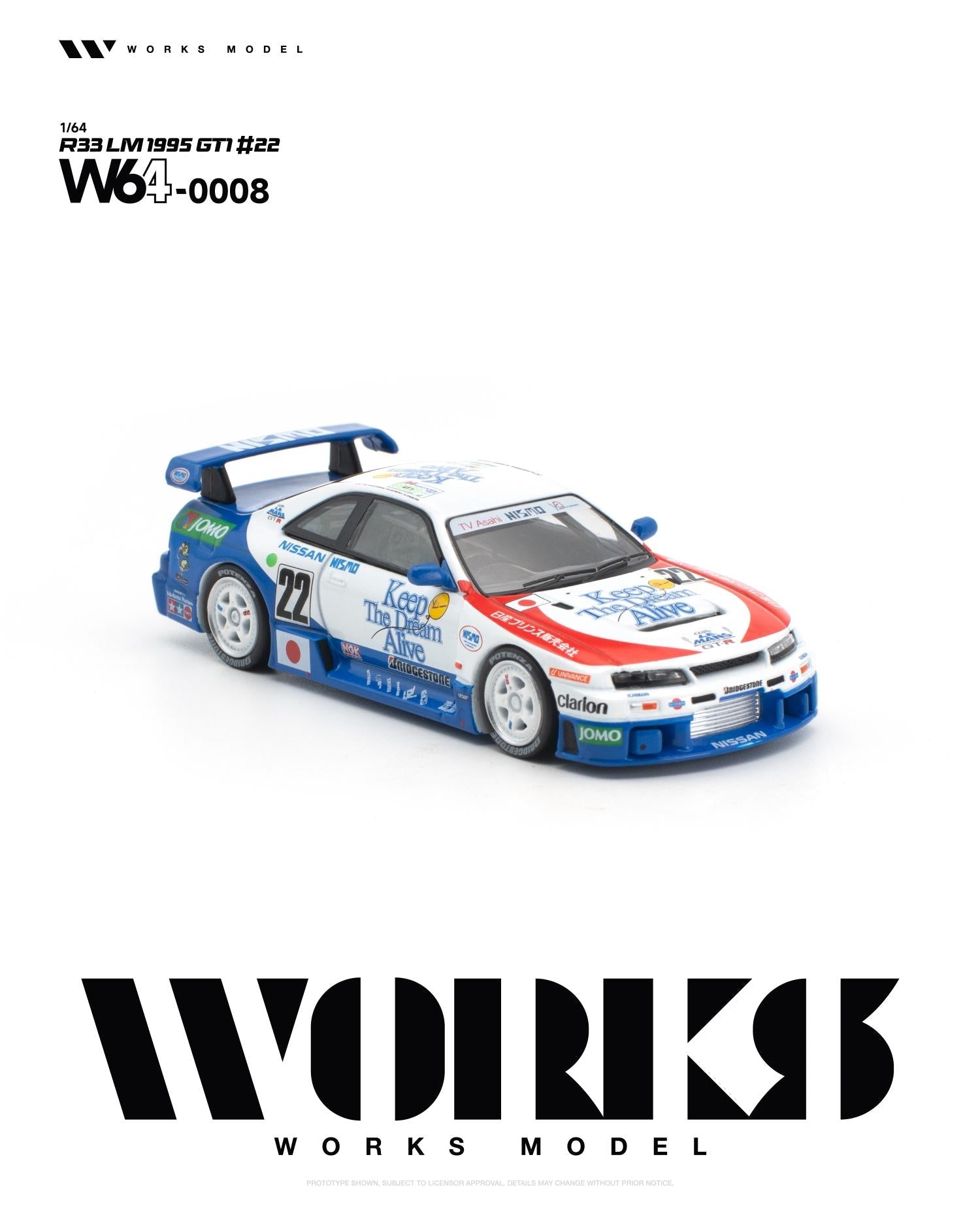 (PREORDER) WORKS 1/64 R33 LM 1995 GT1 22 W640008 1:64 diecast model