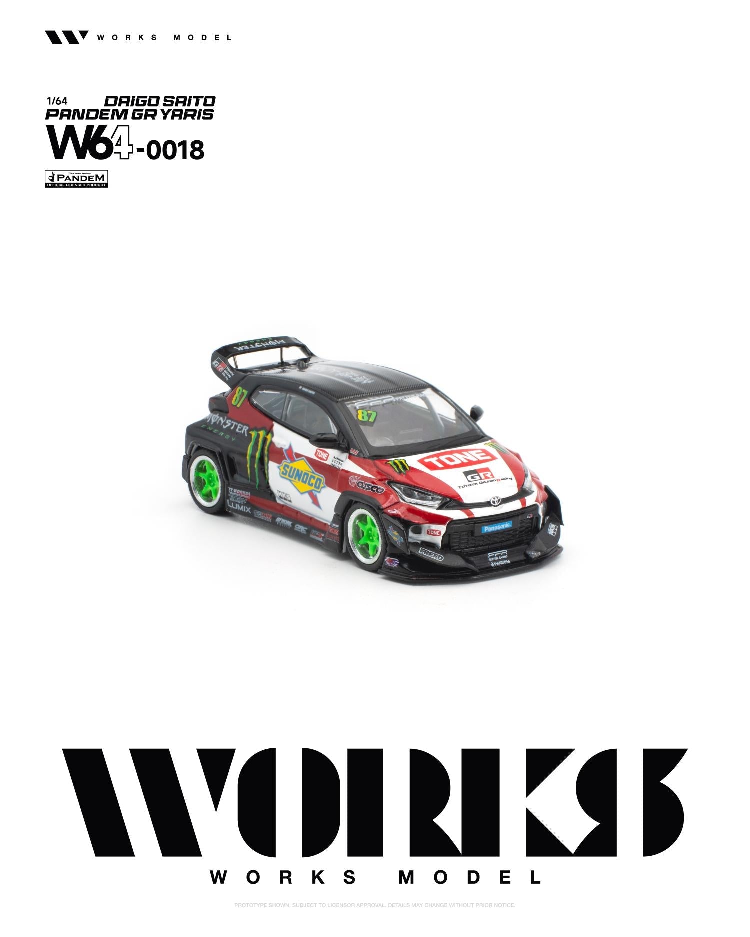 (PREORDER) WORKS 1/64 PANDEM GR YARIS DAIGO SAITO W640018 1:64 diecast model